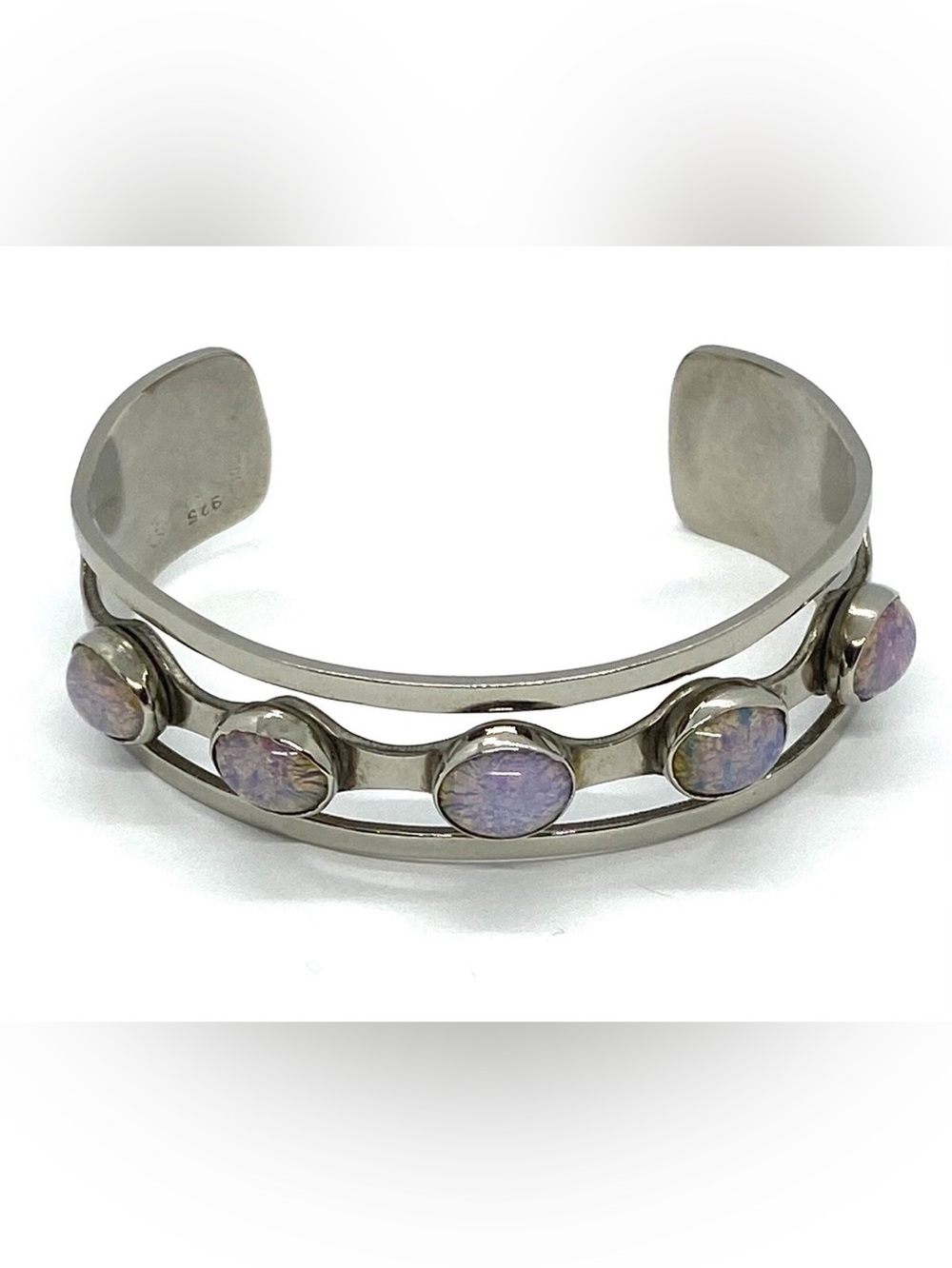 Taxco Sterling Silver Cuff with Lavender Opal Cabochons